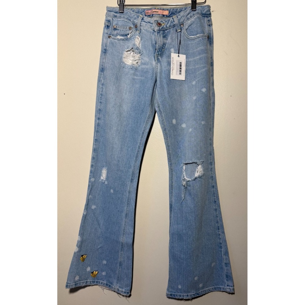 Mudd Vintage Size 9 NWT Flare Jean Embroidered Y2K 90s Upcycled